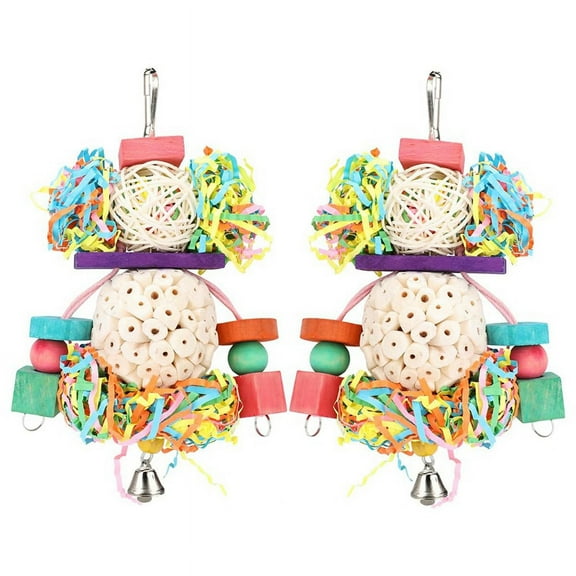 Bird Toys Conure Hanging Natural Soft Sola Ball Beak Chew Shred Forage for Parrots,Cockatiel,Conure 2Pcs