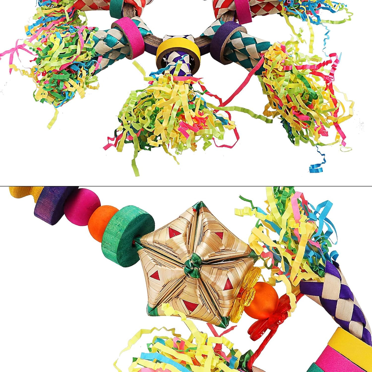 Bird Toys - Foraging, Shredding & Hanging Toys for Parrots, Conures, Cockatiels, Budgies, Lovebirds & Parrotlets - Cage Accessories