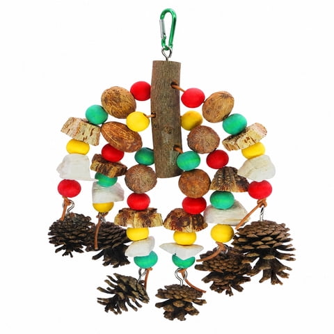 Bird Toys, Nuts Nutrient-Rich Parrot Toys, Natural Wooden Parrot Cage Chewing Toy,Bite Toy, Pine Cones, Containing Cuttlefish Bones, Wooden Mangoes and Carambola for African Greys, Budgie, Cockatoo