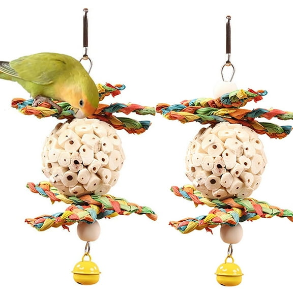 Bird Toys, Parakeet Toys Hanging Natural Soft Sola Ball for Cockatiel Love Birds Conure Finches, 2 Pcs