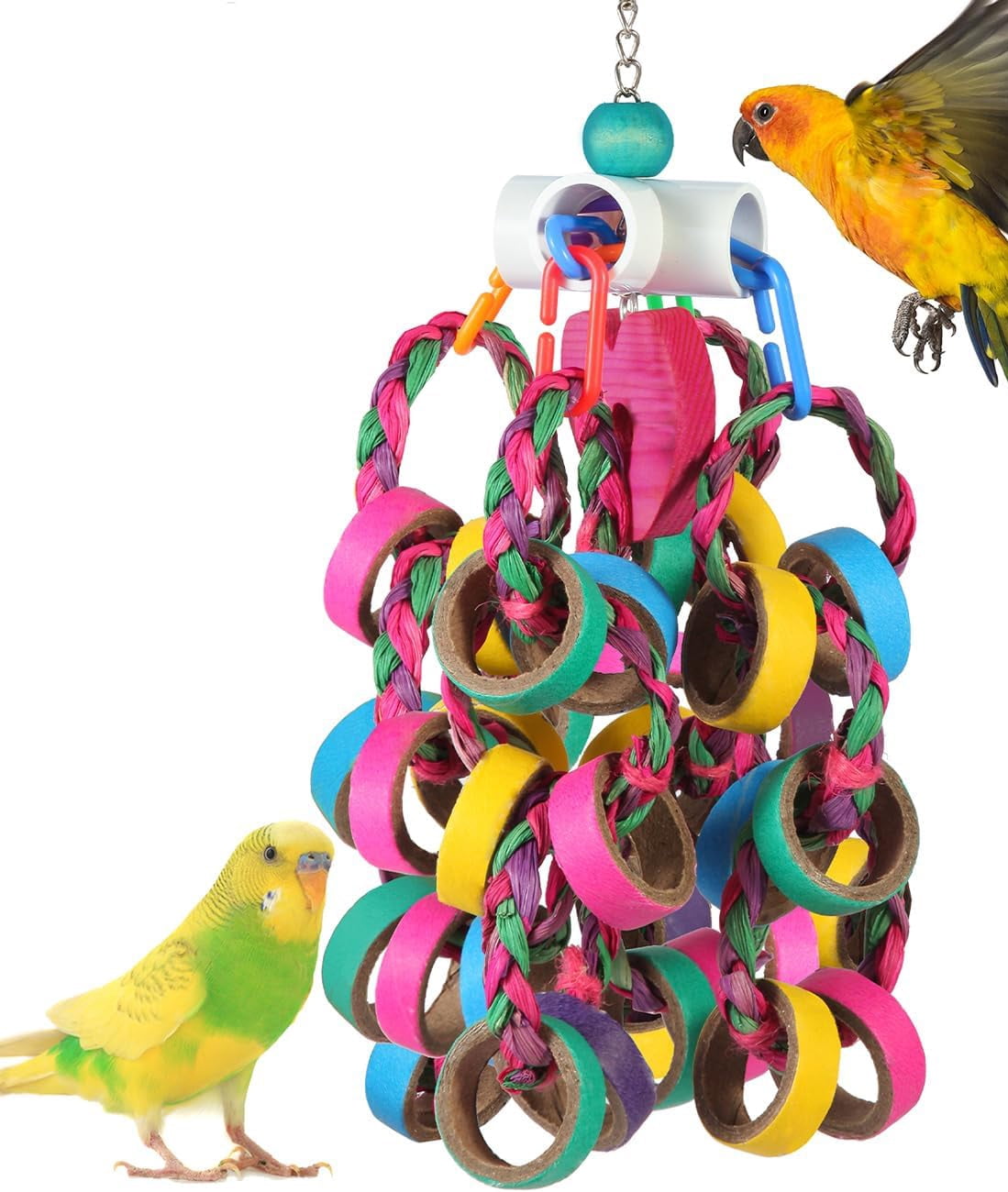 Bird Toys, Parrot Foraging Shredder Chewy Rings for Parrots Cage Accessories
