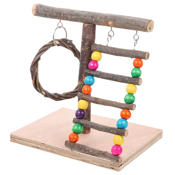 WRISTBIQUE Parrot Perch Platform Wood Colorful Pet Bird Home Use 1Set 8.65X7.86X5.89In
