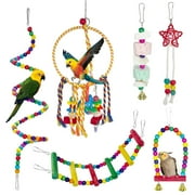 Bird Toys, Parrot Toys for Large Birds, Multicolored Natural Wooden Parakeet Toys, Parrot chew Toys, Bird Foraging Toys, Aviary Hanging Toys for African Grey Parrots, Macaws, Cockatoos, Budgies
