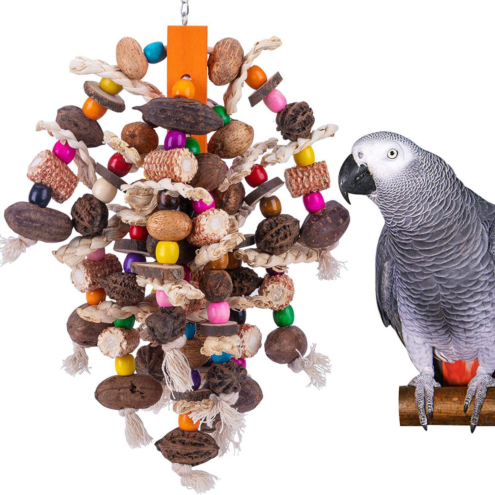 Bird Toys, Parrot Toys for Large Birds, Natural Corn Cob and Nut ...