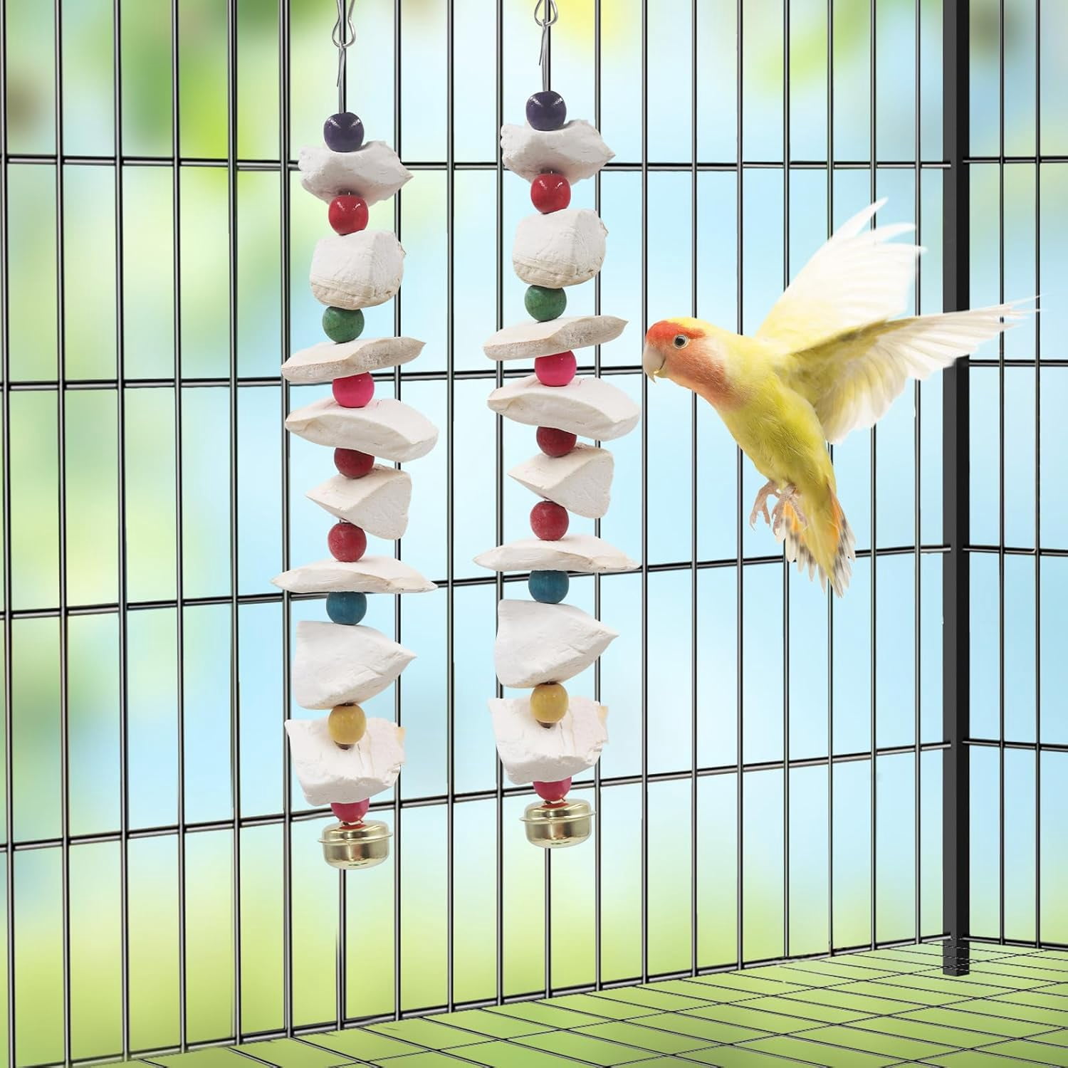 Bird Toys with Cuttlebone, Parakeet Toys, Bird Beak Grinding Stone, Cage Accessories, Cuttlefish Bone for Birds