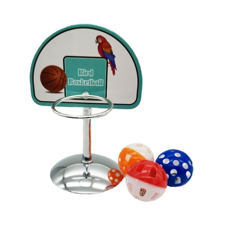 Bird Training Toys, Mini Balls with Bell Interactive Trick Prop Educational Toys, Parrot Toys Basketball for Parakeets ,Cockatiel ,Quaker Macaw Boar 8cmx14.7cm