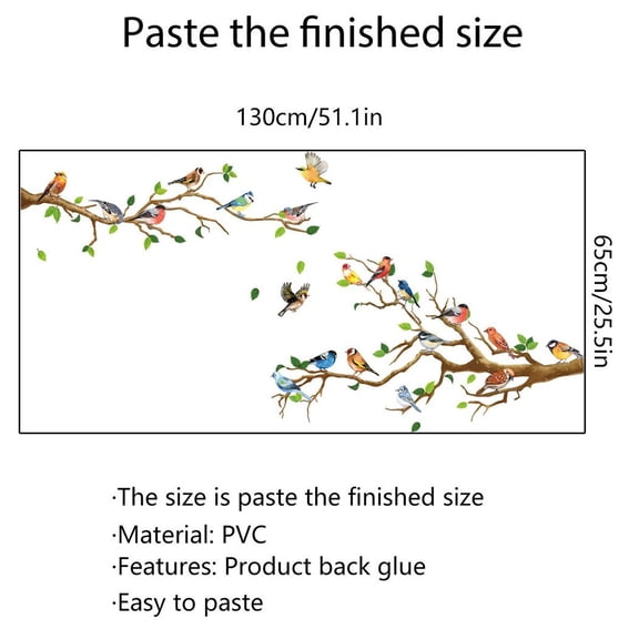 Bird Tree Branch Wall Stickers Decal Kid Nursery Baby Decor Office-Background Au Smile Home