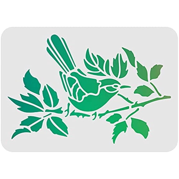 Bird Tree Branches Stencils Wall Decoration Template Plastic Bird Drawing Painting Stencils Rectangle Reusable Stencils for Painting on Walls Furniture Crafts