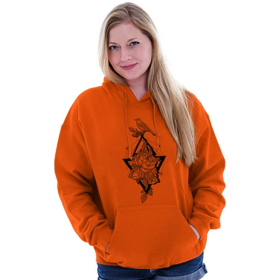 Bird Triangle Rose Floral Spiritual Women Plus Size Graphic Pullover Hoodie Brisco Brands 2X