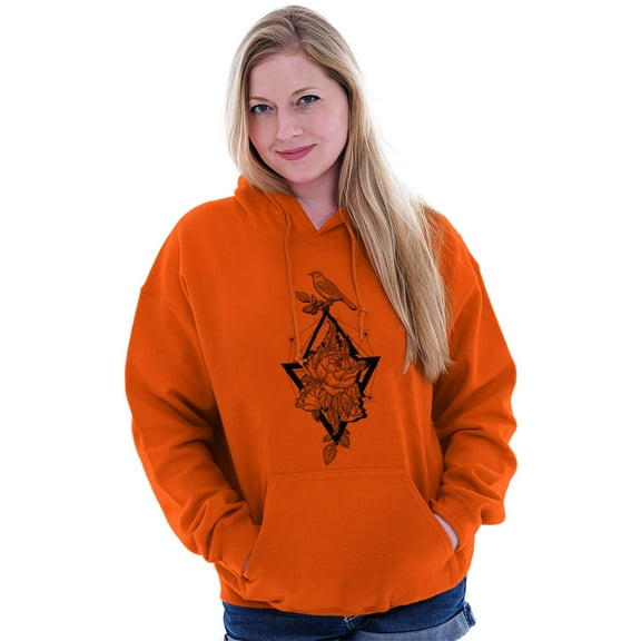 Bird Triangle Rose Floral Spiritual Women Plus Size Graphic Pullover Hoodie Brisco Brands 2X