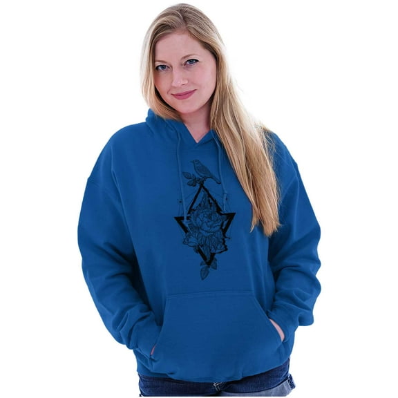 Bird Triangle Rose Floral Spiritual Women Plus Size Graphic Pullover Hoodie Brisco Brands 3X