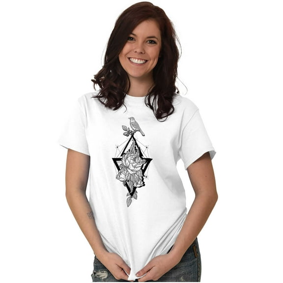 Bird Triangle Rose Floral Spiritual Women's Plus Size Graphic Tee Brisco Brands 3X