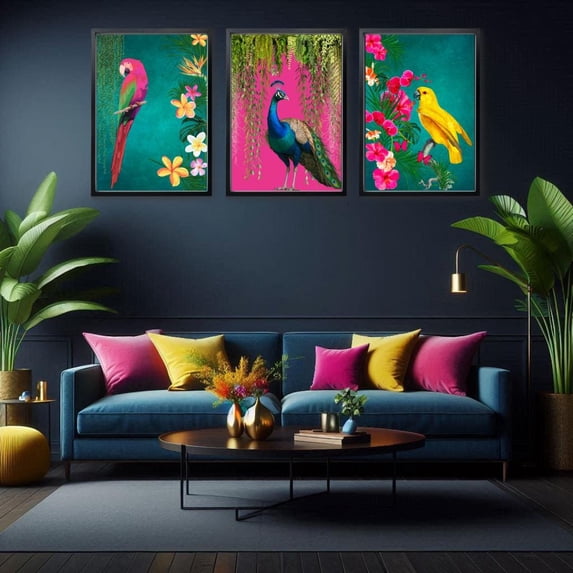 Bird Vibrant Tropical Maximalist Exotic Birds Hot Peacock Jungle Exotic ...