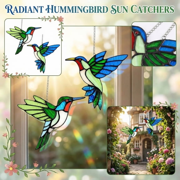 Bird Wall Decor Stained Glass Window Hanging Outdoor Yard Decorations Garden Sun Catchers Indoor Window Displays 2 Pc