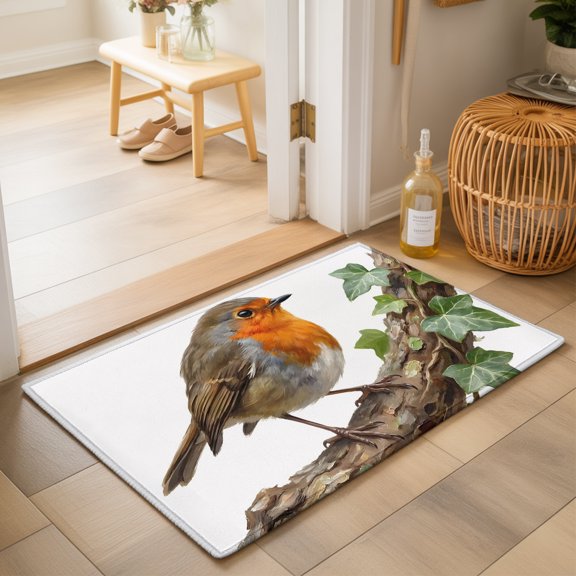 Bird Washable Small Entryway Area Rugs 2'x3', Ivy Branch Animal Nature Washable Throw Rug Non-Slip Sturdy Edge Binding Carpet for Front Door Floor Room Entry