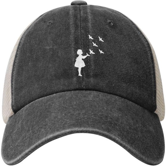 Bird Watching Girl Hat Mesh Trucker Hats for Men Women Adjustable Vintage Washed Cotton Baseball Cap