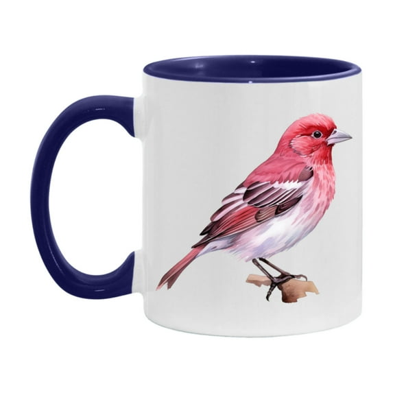 Bird Watching Mug, Purple Finch Song Bird Mug, 11oz or 15oz White Ceramic Coffee Mug Gift for Bird Watchers