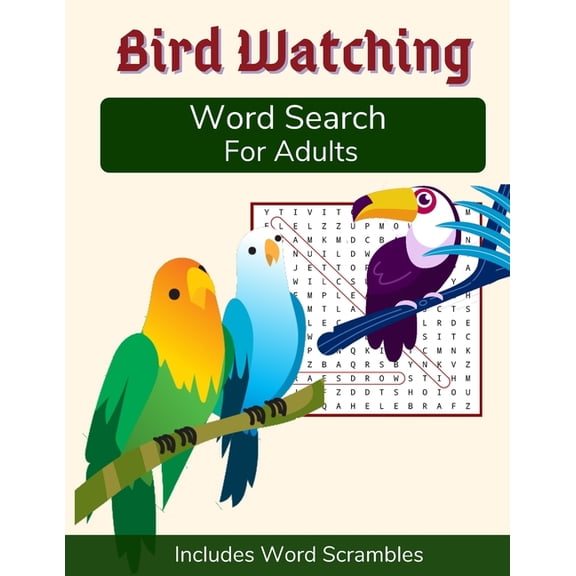 Bird Watching Word Search For Adults: Medium Difficulty Puzzle Book for Birders and Nature Lovers (Paperback)(Large Print)