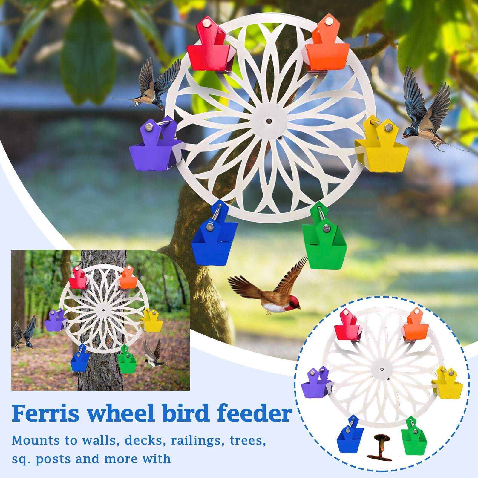 Image showcasing Bird Water Feeder Bee Feeders Rotating Ferris Wheel Bird Feeder, The ...