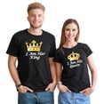 thumbnail image 1 of King and Queen Matching Couple T-Shirt for Husband Wife, Cotton Matching T-Shirt for Lover, 1 of 10