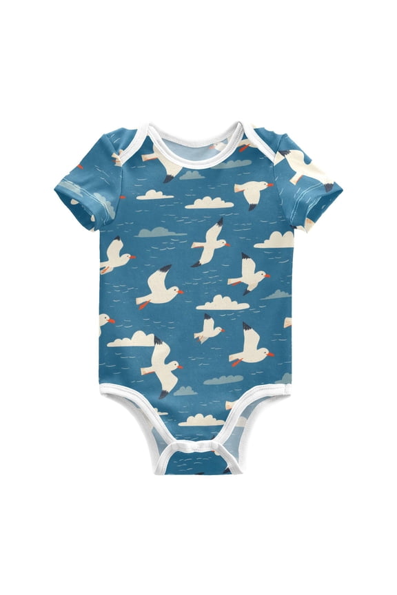 Bird White Cloud Baby Bodysuits 100% Cotton Short Sleeve for 0-24 Months Baby Golf Outfit 3Months