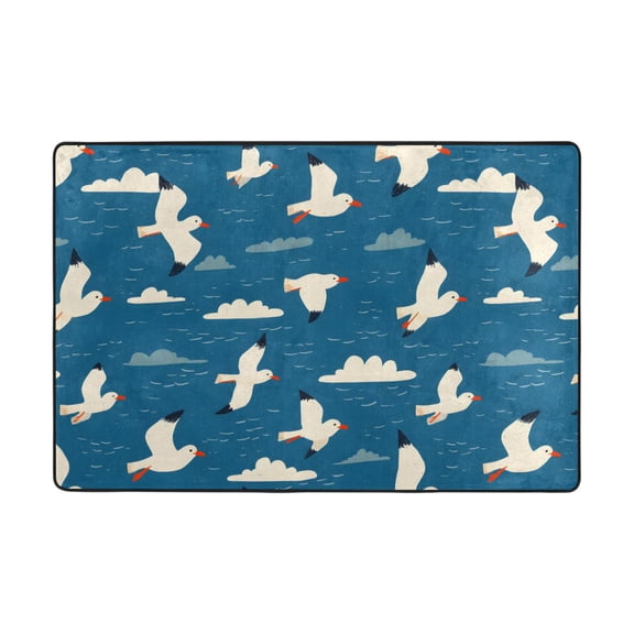 Bird White Cloud Rug 36x24in Memory Foam Absorbent Non Slip Plush for Bathroom Kitchen Entryway