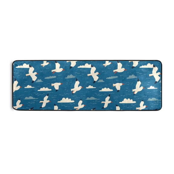 Bird White Cloud Runner Rug 24x72 Inch Cushioned Non Slip Soft Absorbent Floor Mat