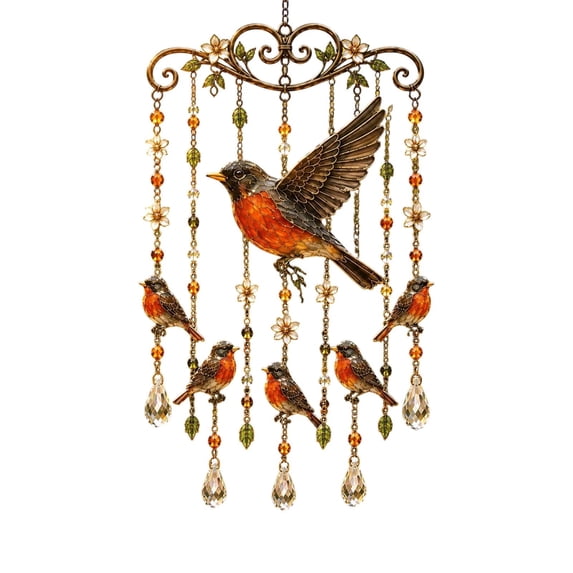 Bird Wind Chimes with Crystal,Wind Chimes for Outside for Window Garden Decor Sympathy Memorial Gifts, Acrylic D