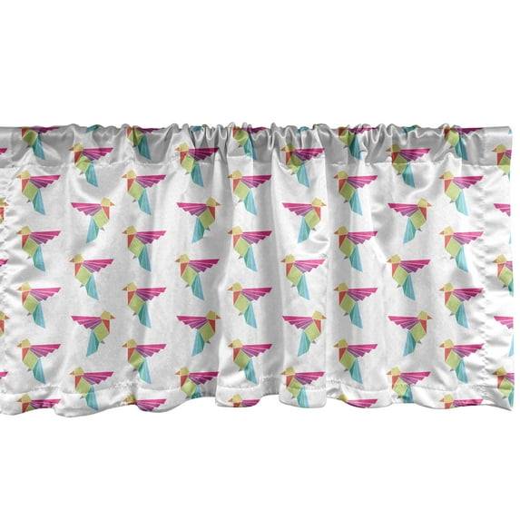Ambesonne Bird Valance Pack of 2, Japanese Paper Art Origami, 54"X18", White and Multicolor