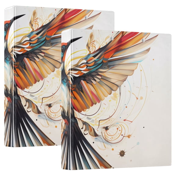 Bird Wings 3 Ring Binders 1.5 inch Hardcover File Folders with Interior Pockets A4 Size Organizer for School Office Hospital Set of 2