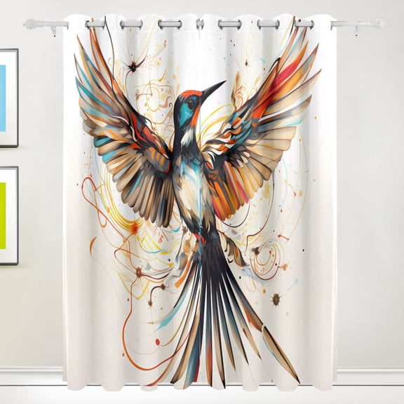 Bird Wings Black Out Curtains 72 Inch Length Curtains for Sliding Glass Doors Bedroom Living Room 2 Pack
