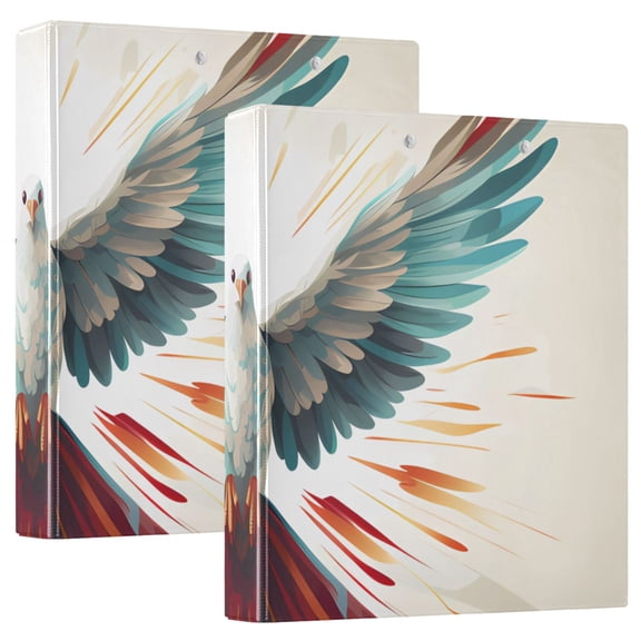 Bird Wings Feathers 3 Ring Binders 1.5 inch Hardcover File Folders with Interior Pockets A4 Size Organizer for School Office Hospital