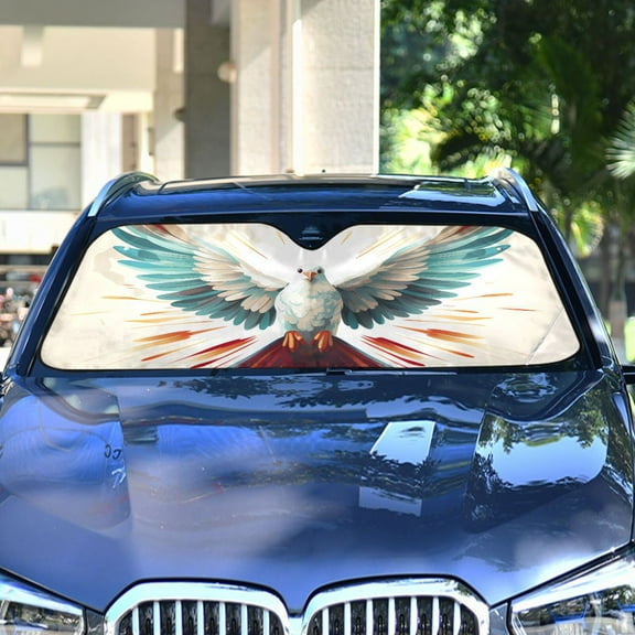 Bird Wings Feathers Automotive Front Car Windshield Sun Shade Reflector Foldable for Front Fit for Cars Truck SUVs