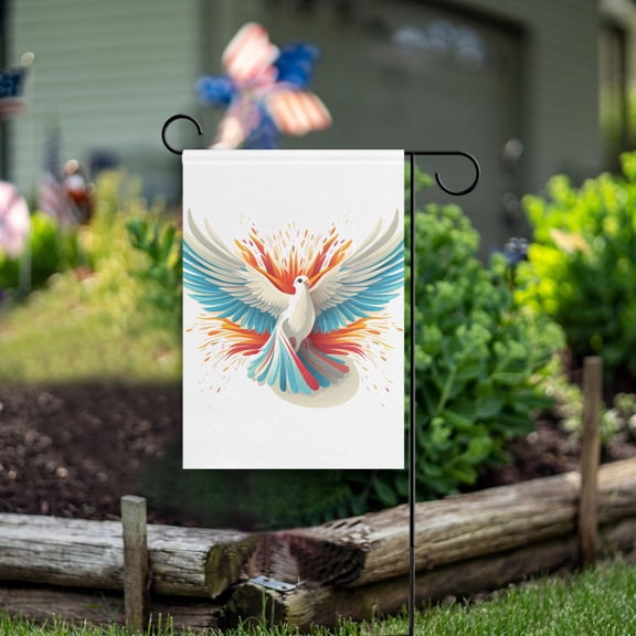 Bird Wings Feathers Fire Garden Flag Double Sided Outdoor Banners for Courtyard Outdoor Lawn Farmhouse Holiday Decorations