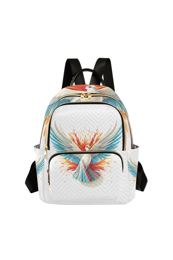 Bird Wings Feathers Fire Travel Laptop Backpack Casual Daypack Lightweight Bookbag Compartment for Business