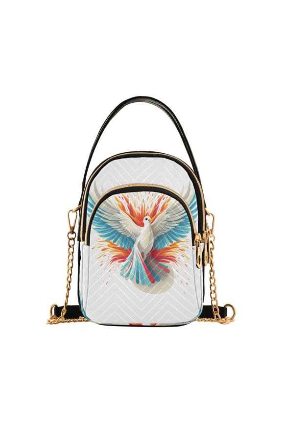 Bird Wings Feathers Fire Women Quilting Handbags Shoulder Bag Cross Body Bag with Crossbody Strap Hobo Bags Chain Strap