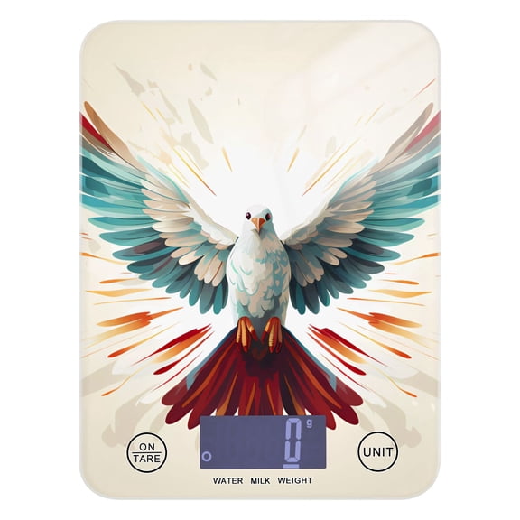 Bird Wings Feathers Food Scale Digital Kitchen Scale Waterproof Tempered Glass Tare Function 11 lb for Baking Cooking Meal Prep