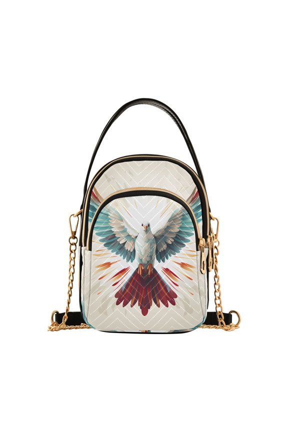 Bird Wings Feathers Women Quilting Handbags Shoulder Bag Cross Body Bag with Crossbody Strap Hobo Bags Chain Strap