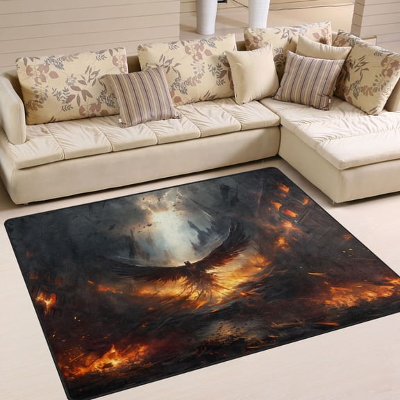 Bird Wings Fire Houses Area Rug Washable 80 x 58 Floor Carpet Mat Non Slip for Bedroom Living Room Home Decor