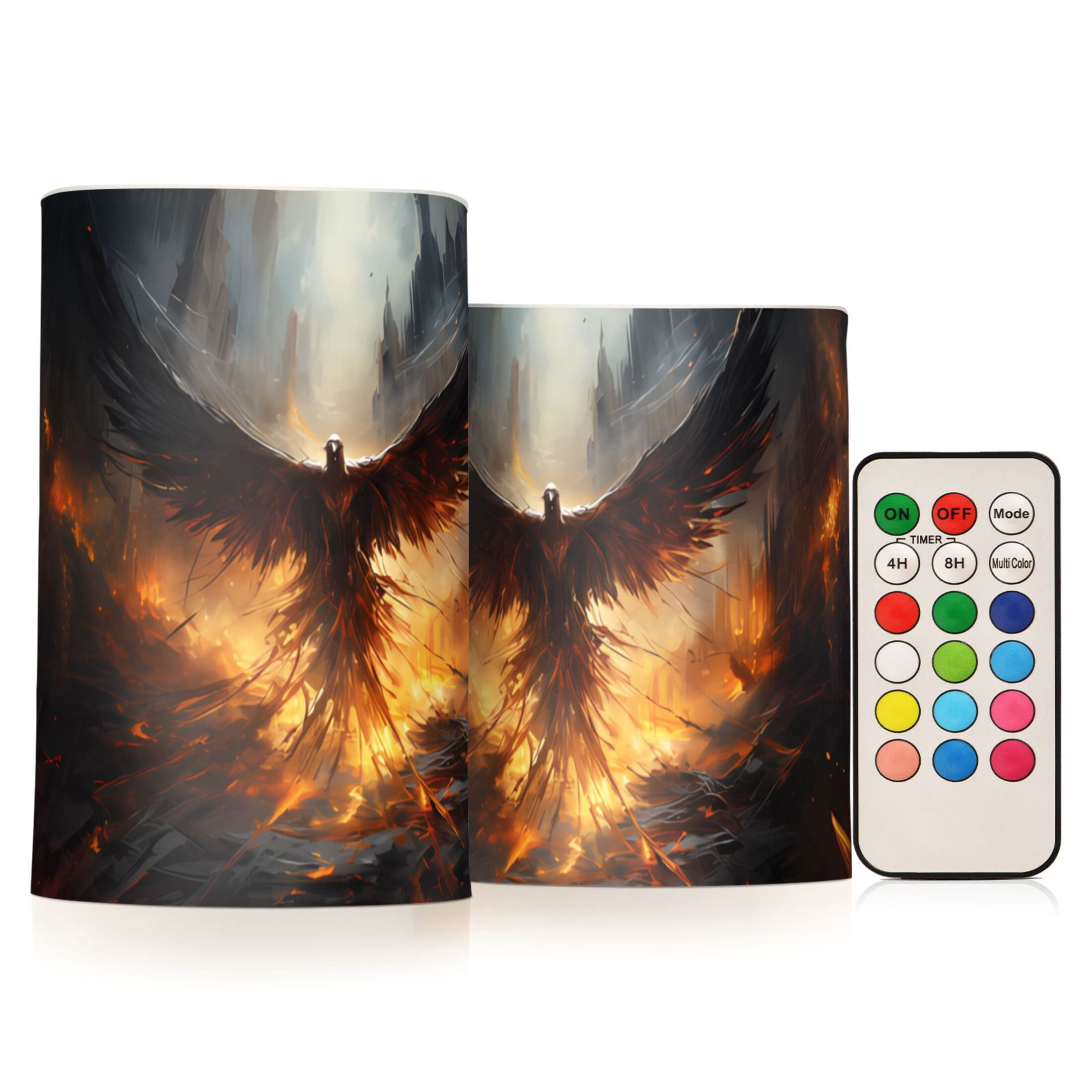 Bird Wings Fire Houses Flameless Candles&nbsp;LED Lights Battery Operated Candles with Remote and Timers Flicker Lights Votive Set of 2