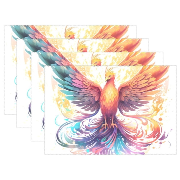 Bird Wings Phoenix Colorful 12×18 inch Placemats Heat Resistant Washable Foldable Rectangular Placemats Set Decoration Indoor Outdoor for Kitchen Dining Table 1PC