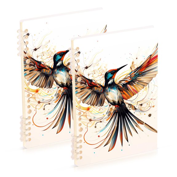 Bird Wings Ring Binder Notebook Journey Note Diary College Ruled Spiral Notebook Study Loose Leaf Paper A5 60 Pages