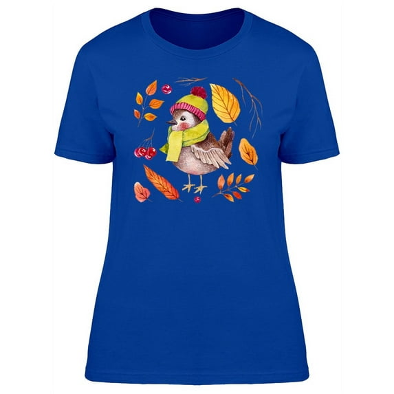 Bird With Autumn Leaves Clothes T-Shirt Women -Image by Shutterstock, Female Small
