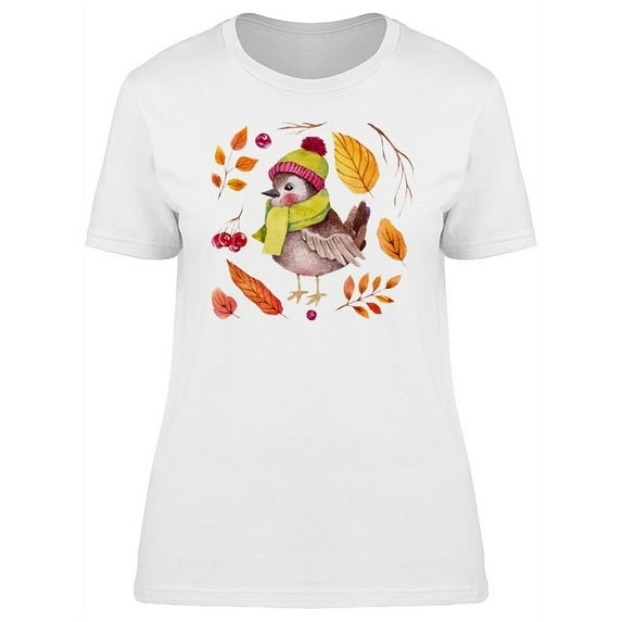 Bird With Autumn Leaves Clothes T-Shirt Women -Image by Shutterstock, Female XX-Large