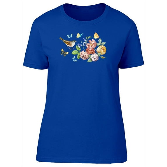 Bird With Flowers T-Shirt Women -Image by Shutterstock, Female x-Large