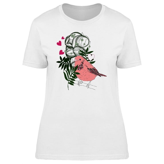 Bird With Plants & Hearts T-Shirt Women -Image by Shutterstock, Female Medium