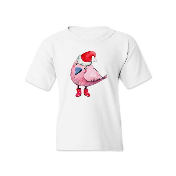 Bird With Santa Hat T-Shirt Juniors -Image by Shutterstock,  Small