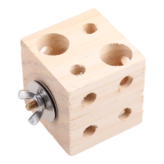 Bird Wooden Block Chewing Toy Tabletop Puzzle Foraging Training Biting Teething Toy for Small