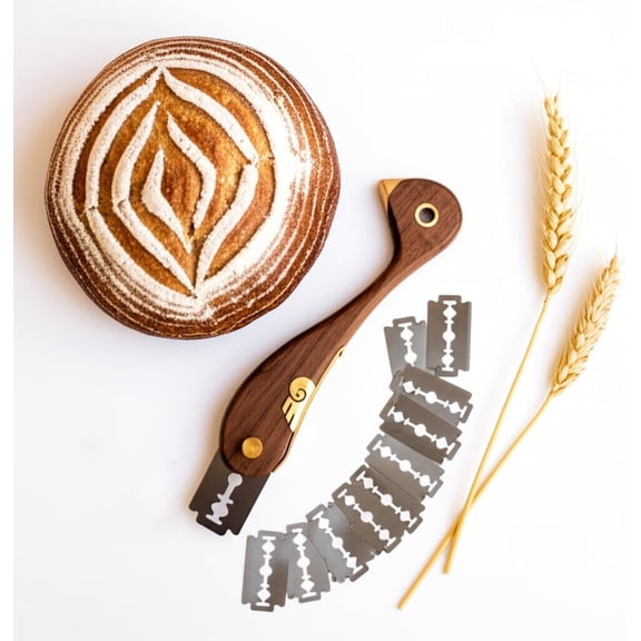 Bird Wooden Bread Lame, Handcrafted Dough Scoring Knife for Sourdough Slashing,Precision Scorer Tool with 10 Replacement Razor Blades