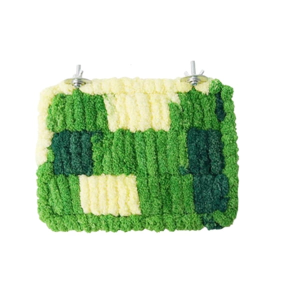 Bird Woven Perch Platform Soft Yarn Mat for Parakeet Cockatiel Small Pet Cage Accessory 6.7x8.7 Inch Green Cream